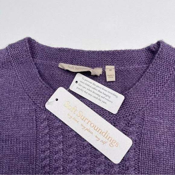 Soft Surroundings Sydney Knit Sweater Purple Wool Boho Winter Fall Office New - Picture 13 of 15